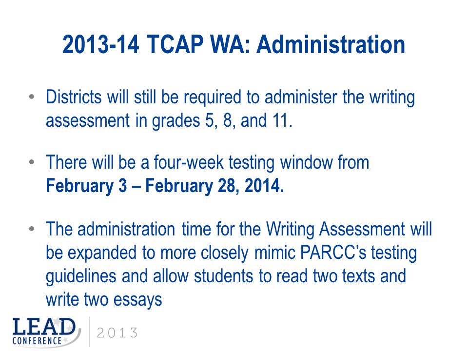 Tcap writing assessment results ecc